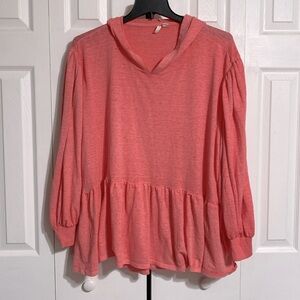 C Active peach cotton blend knit hoodie top shirt size 26/28